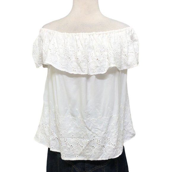Lucky Brand White Eyelet Off-Shoulder Top - Picture 1 of 4